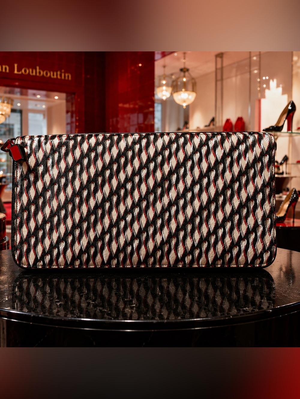 Christian Louboutin Panettone Wallet in "Toile Loubi" with dust bag.